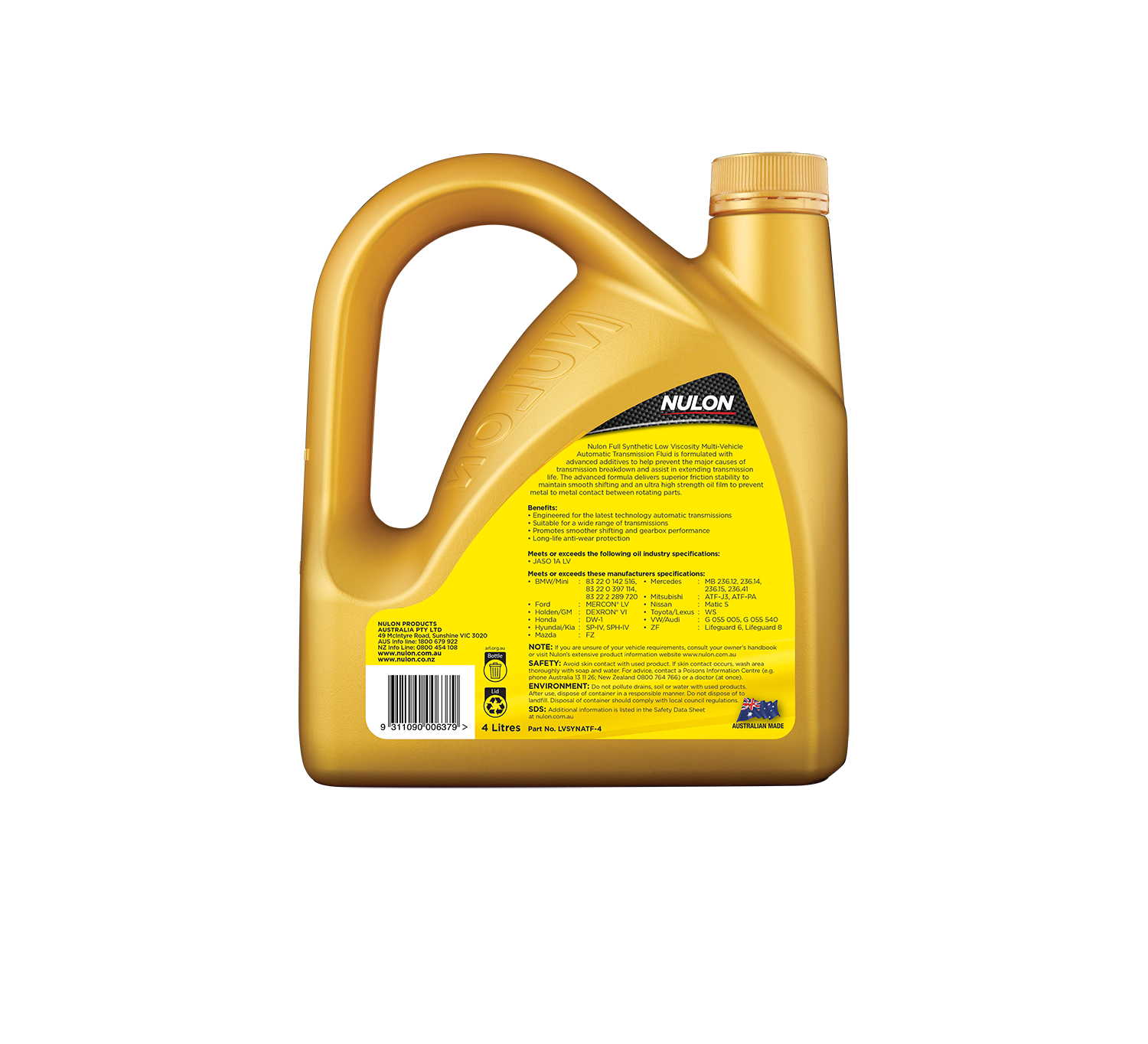 Full Synthetic MultiVehicle Automatic Transmission Fluid Low Viscosity